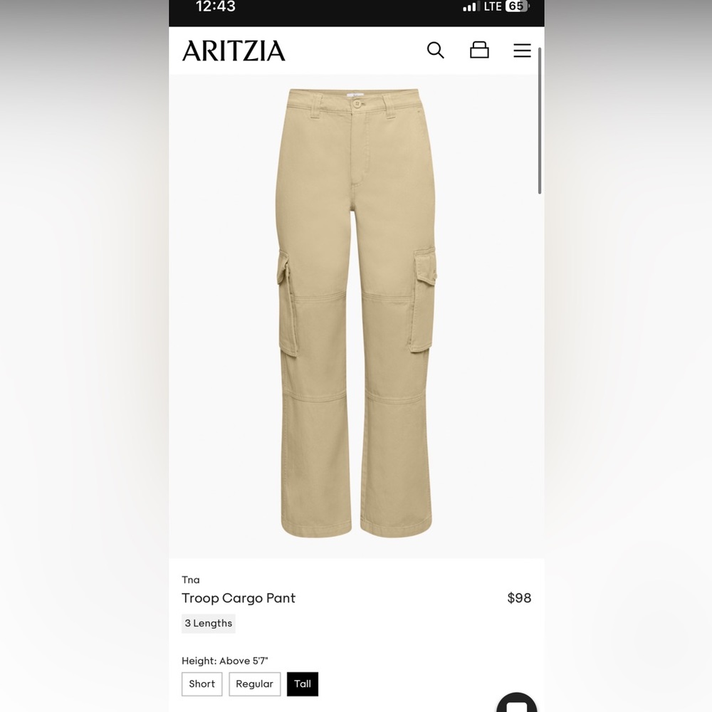 Aritzia TNA Troop Cargo Pant